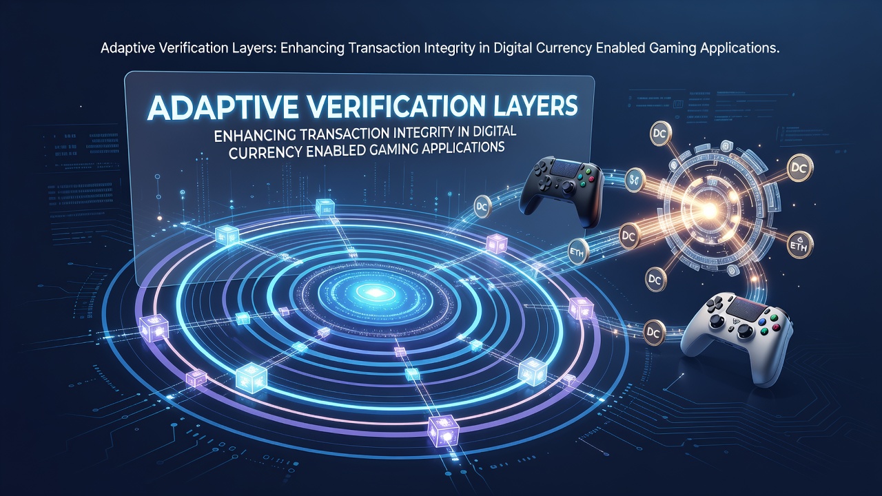 Diagram showing adaptive verification layers securing crypto transactions in a gaming application interface