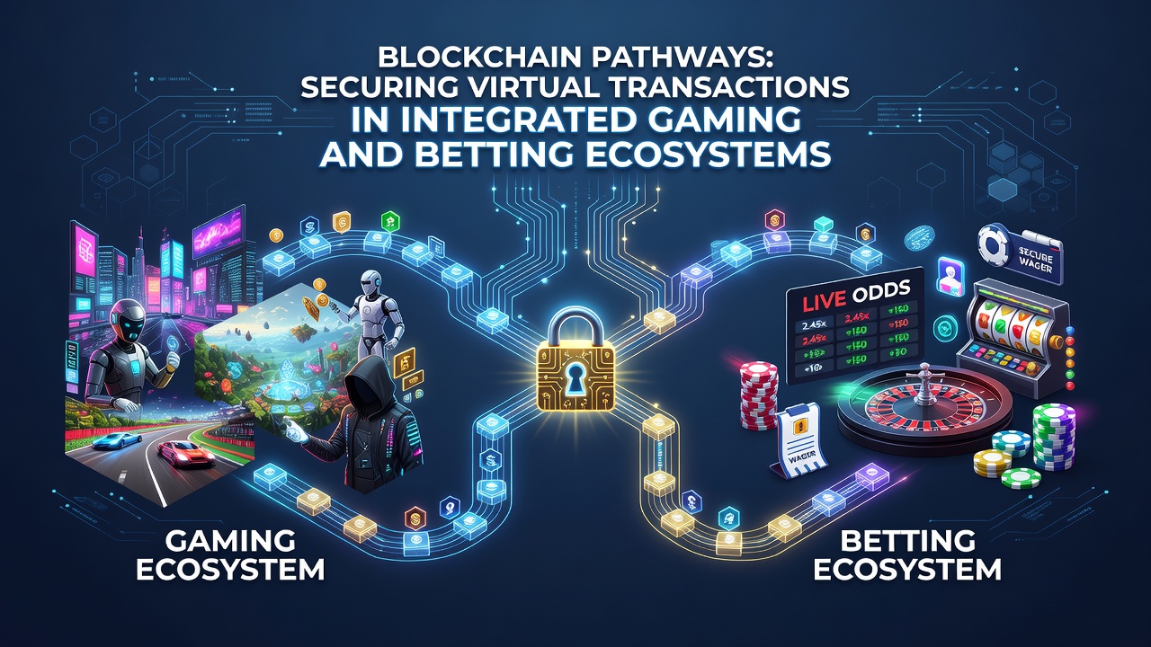 Blockchain network visualization showing secure transaction pathways in gaming ecosystems