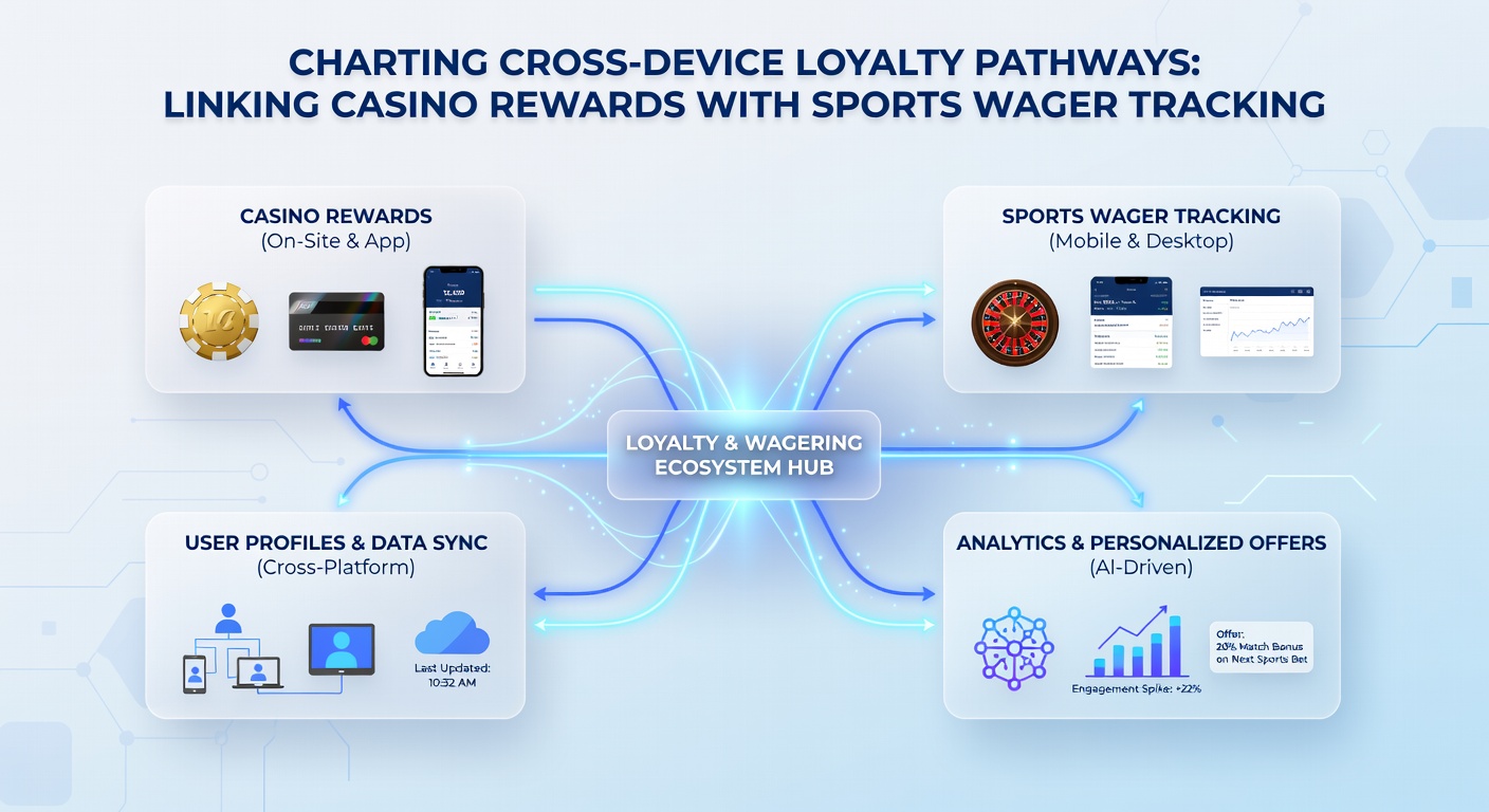 Illustration of loyalty pathway connections between casino games and sports betting across multiple devices