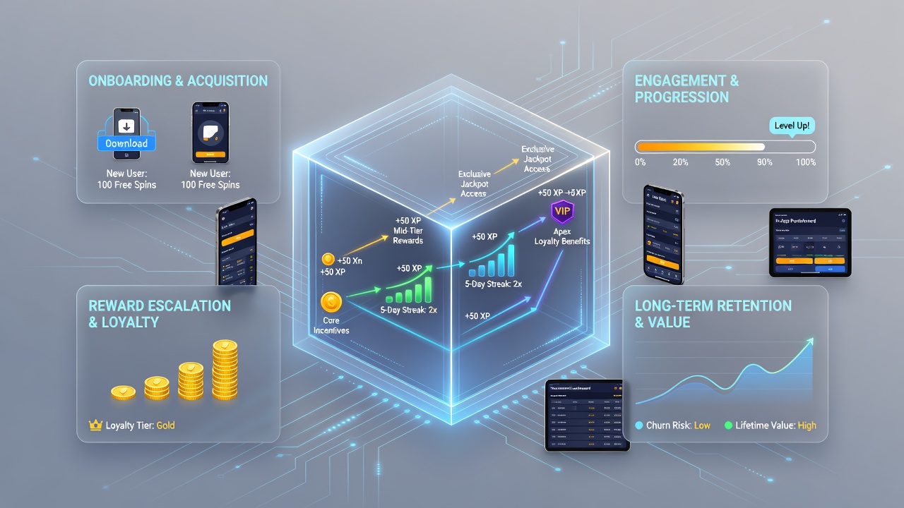 Mobile screen displaying progressive reward tiers and incentive layers in a wagering application