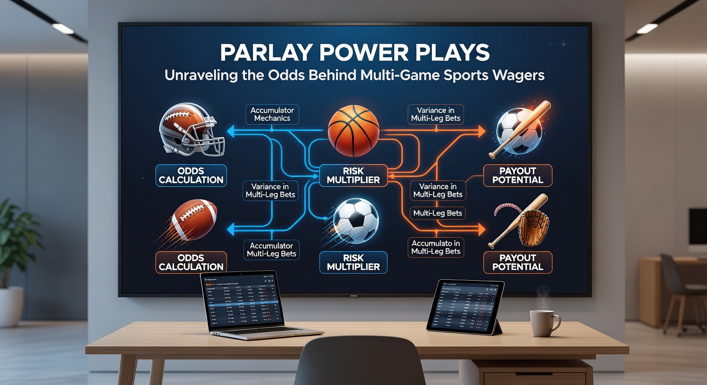 Close-up chart illustrating parlay payout multipliers from 2-leg to 10-leg bets, highlighting exponential risk growth