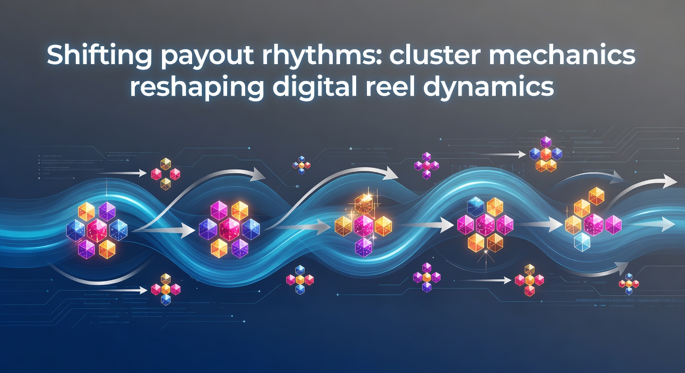 Digital slot reels displaying clustered symbols forming winning groups across adjacent positions on a modern gaming interface