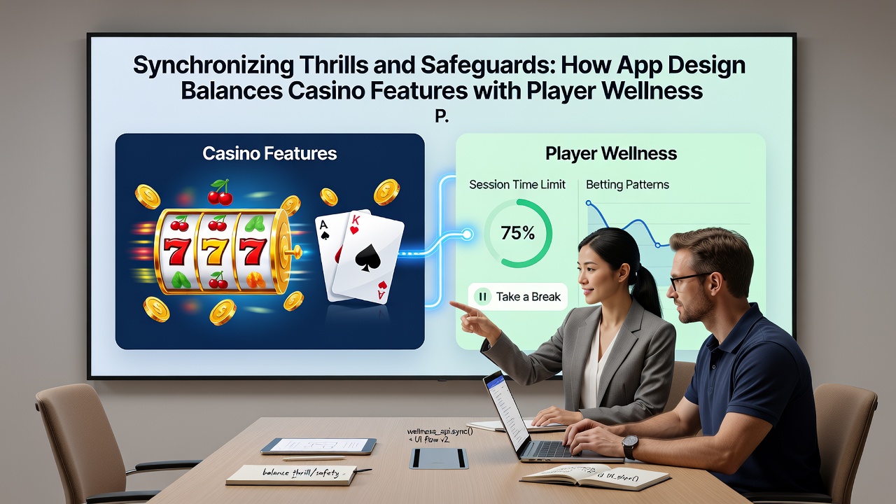 Mobile casino screen displaying wellness dashboard integrated with game lobby
