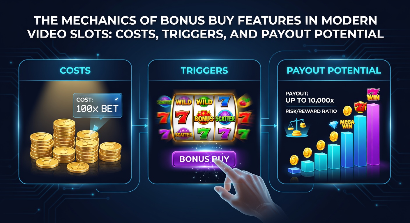 Vibrant video slot screen displaying a bonus buy button with glowing multipliers and jackpot symbols, illustrating instant access to high-stakes features